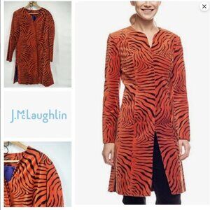 J. McLaughlin Jasper Velvet Zebra / TIGER Jacket size 10 NWT